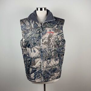 Sitka Gray Green Tan Optifade Puffer Vest Outdoor Full Zip Men Size Medium